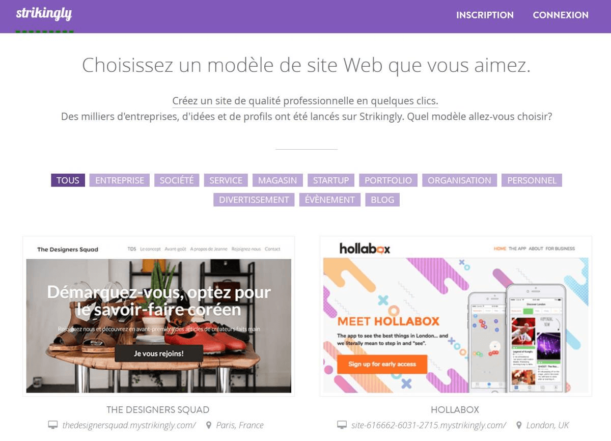 null Modèles de sites Strikingly